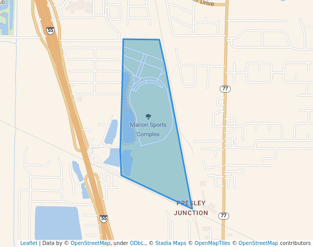 walking in Marion Sports Complex map in Marion