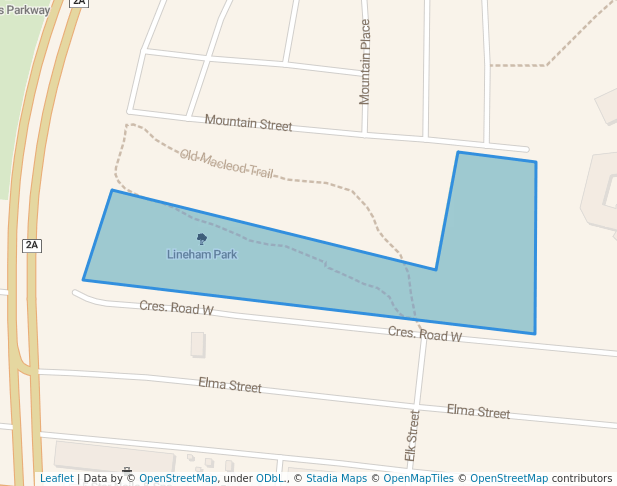 walking in Lineham Park map in Okotoks