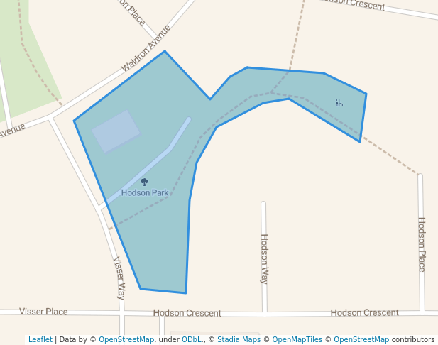 walking in Hodson Park map in Okotoks