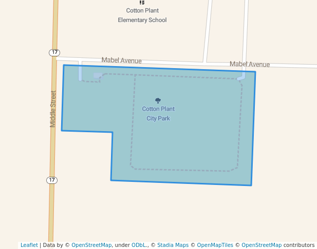 walking in Cotton Plant City Park map in Cotton Plant