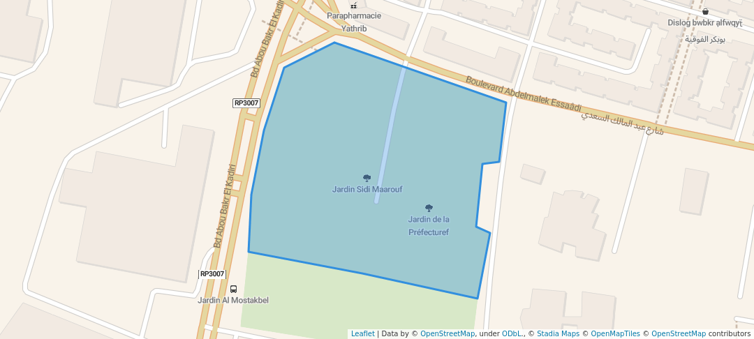 walking in Jardin Sidi Maarouf map in Casablanca