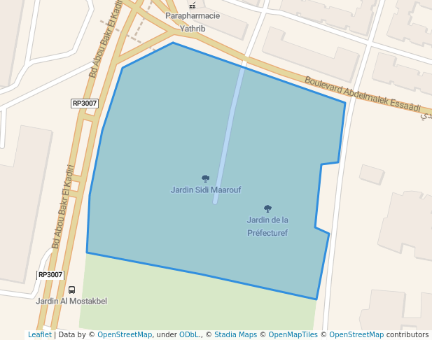 walking in Jardin Sidi Maarouf map in Casablanca