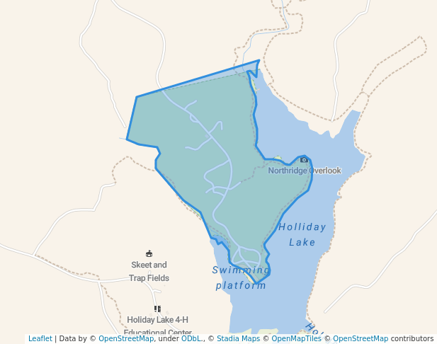 walking in Holliday Lake State Park map in Appomattox