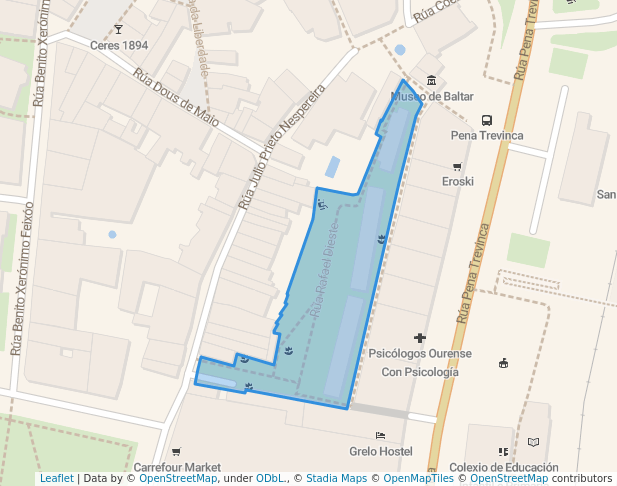 walking in Praza Rafael Dieste map in Ourense