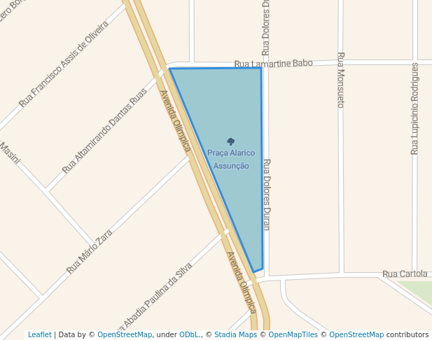 walking in Praça Alarico Assunção map in Uberlândia