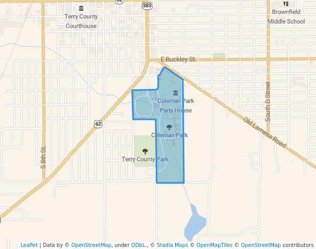 walking in Coleman Park map in Brownfield