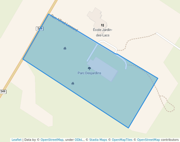 walking in Parc Desjardins map in Saint-Denis-de-Brompton