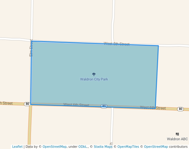 walking in Waldron City Park map in Waldron