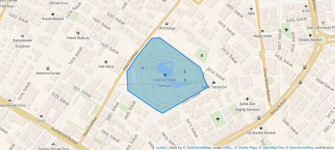 walking in Batman Millet Bahçesi map in Batman