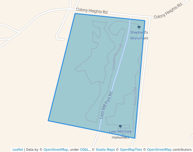 walking in Lees Mill Park map in Goode