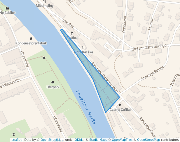 walking in Bulwar Grecki map in Zgorzelec