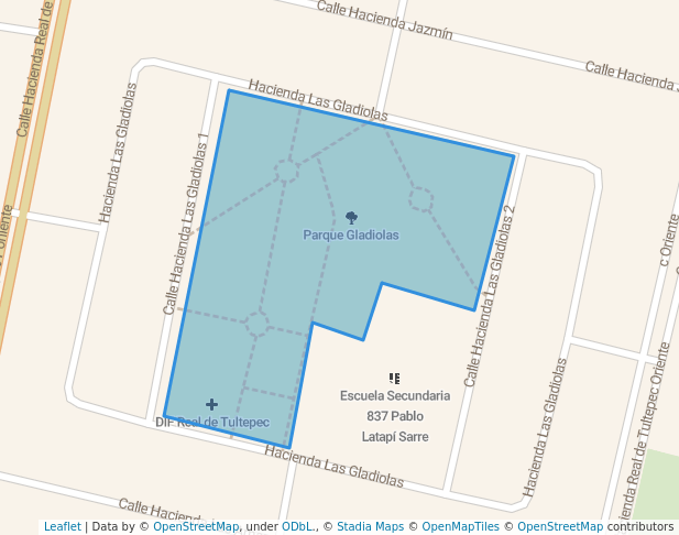 walking in Parque Gladiolas map in Santiago Teyahualco