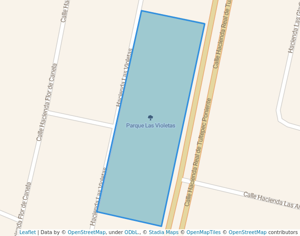 walking in Parque Las Violetas map in Santiago Teyahualco
