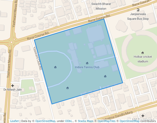 walking in Yeshwant Club map in Indore