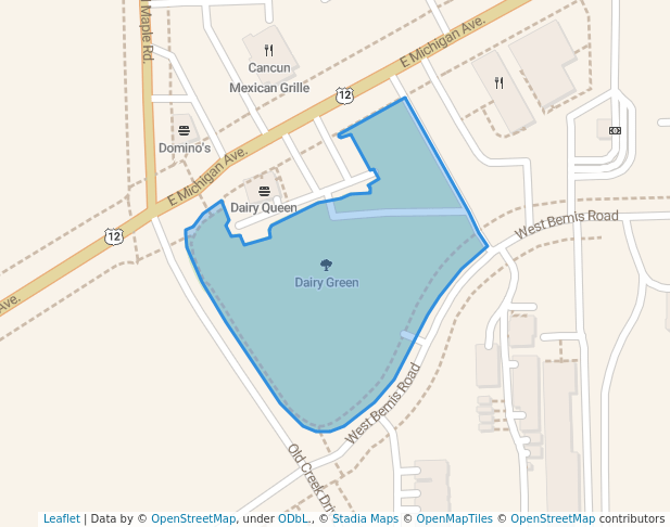 walking in Dairy Green map in Saline