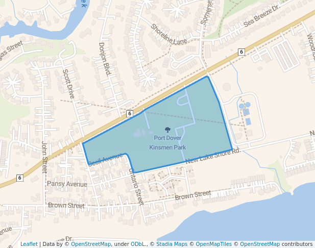 walking in Port Dover Kinsmen Park map in Port Dover