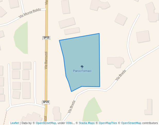 walking in Parco Fornaci map in Barcuzzi