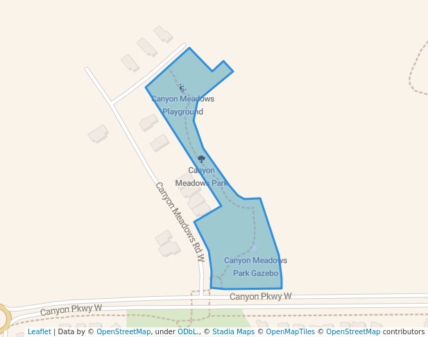 walking in Canyon Meadows Park map in Lethbridge