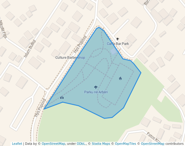 walking in Parku në Arbëri map in Prishtina