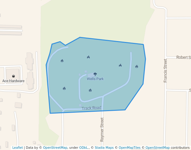 walking in Wells Park map in Hawkins