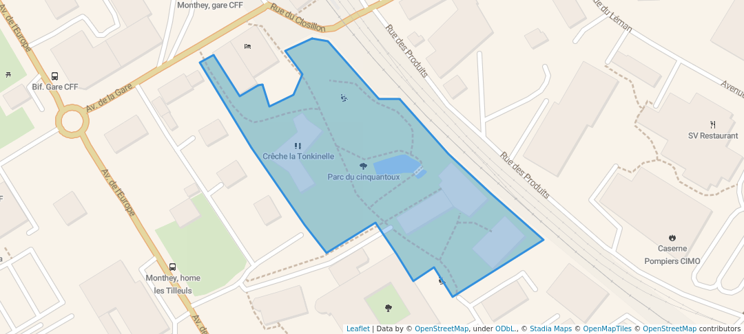 walking in Parc du cinquantoux map in Monthey