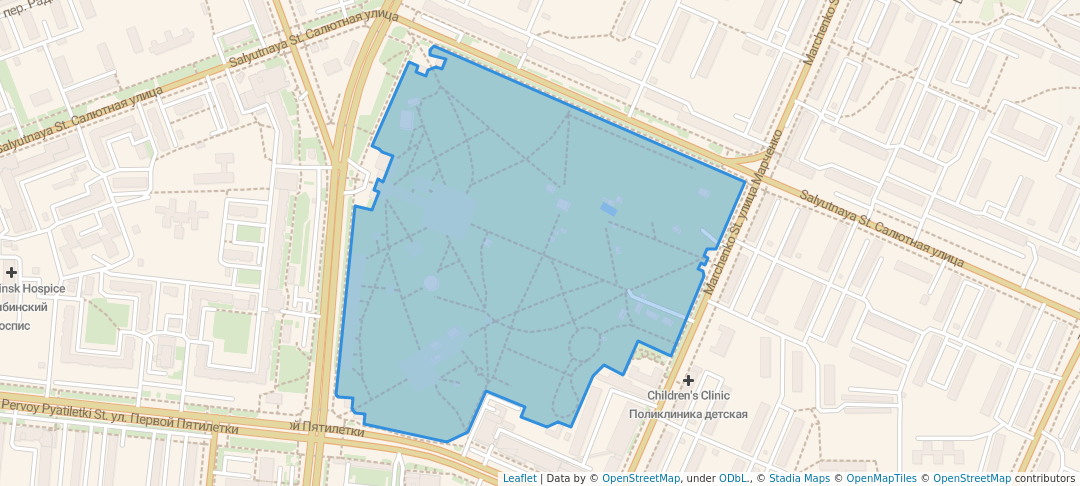 walking in Сад Победы map in Chelyabinsk