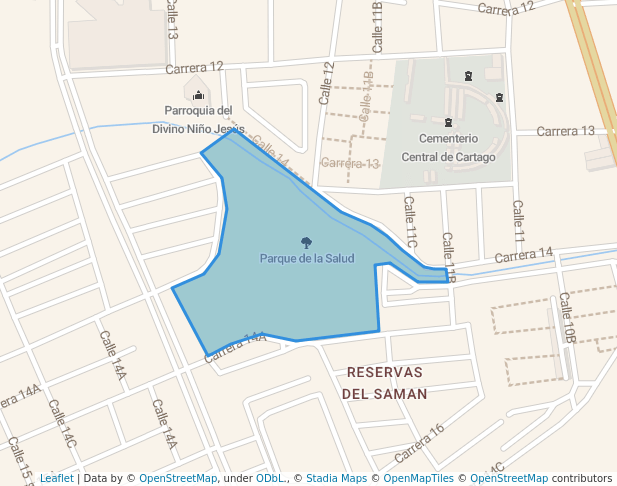 walking in Parque de la Salud map in Cartago