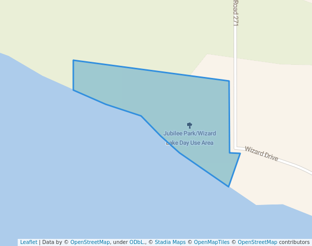 walking in Jubilee Park/Wizard Lake Day Use Area map in Stettler