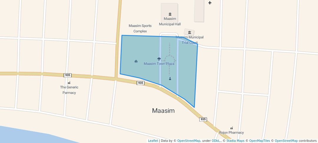 walking in Maasim Town Plaza map in Maasim