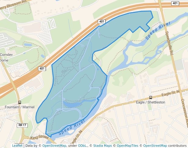 walking in Riverside Park map in Breslau