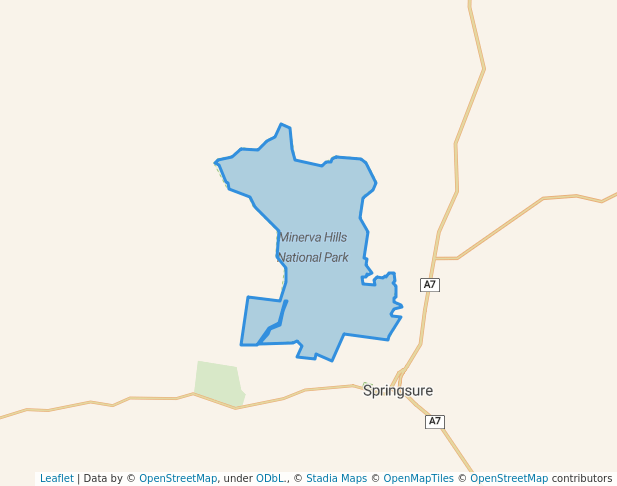 walking in Minerva Hills National Park map in Orion