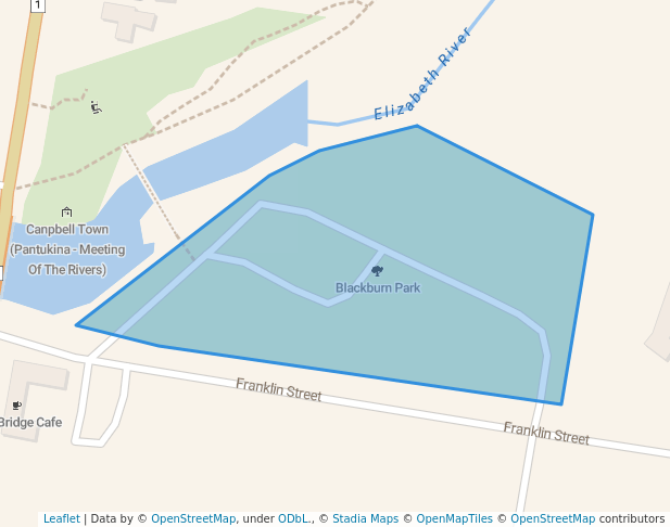 walking in Blackburn Park map in Campbell Town