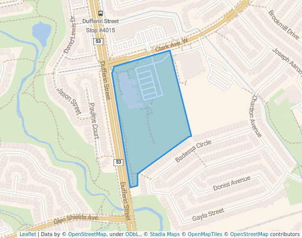 walking in Dufferin District Park map in Vaughan
