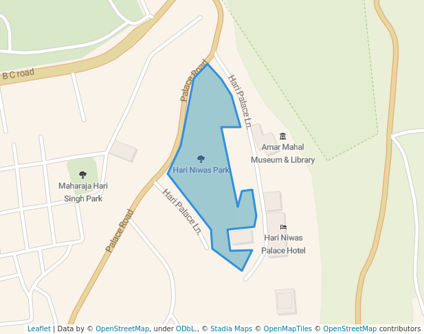 walking in Hari Niwas Park map in Jammu