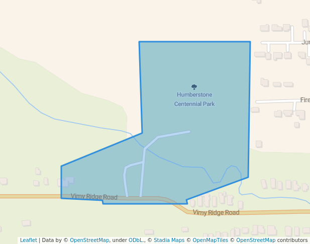 walking in Humberstone Centennial Park map in Port Colborne