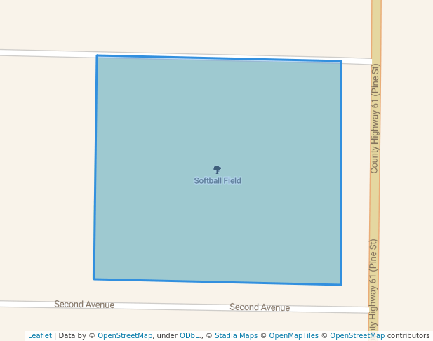 walking in Softball Field map in Willow River