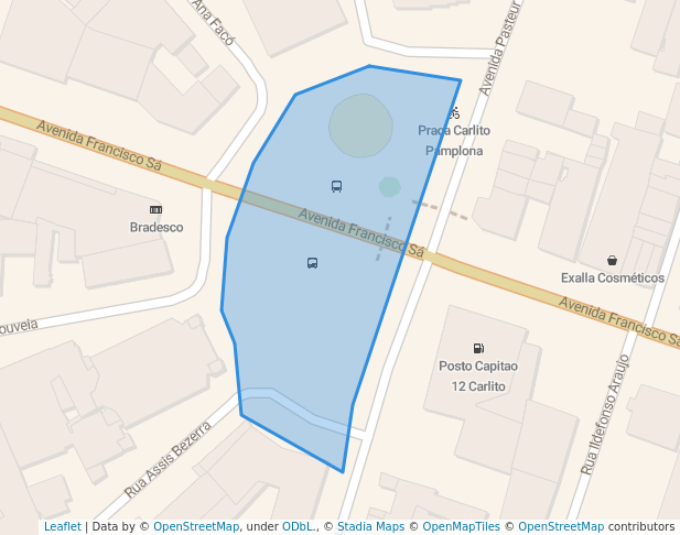 walking in Praça Carlito Pamplona map in Fortaleza