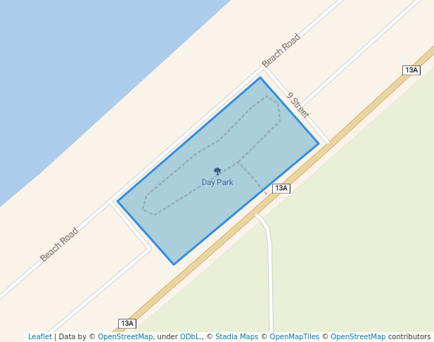 walking in Day Park map in Ma-Me-O Beach