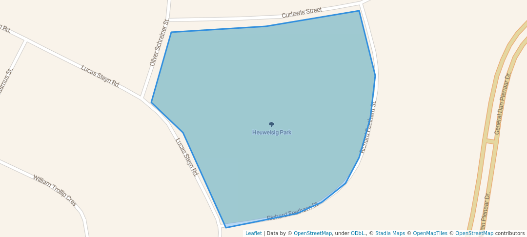 walking in Heuwelsig Park map in Bloemfontein