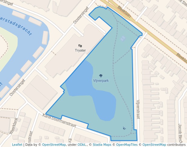 walking in Vijverpark map in Leeuwarden