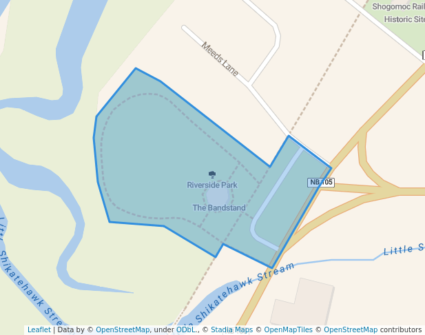 walking in Riverside Park map in Florenceville-Bristol