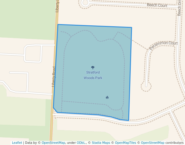 walking in Stratford Woods Park map in Delaware