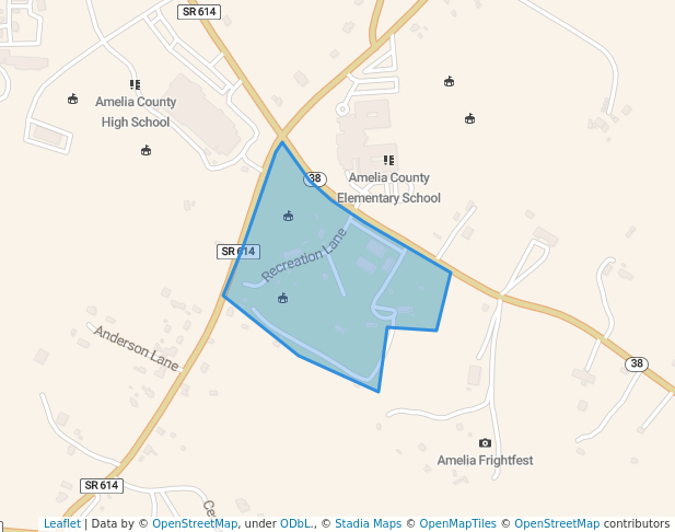 walking in Joe Paulette Memorial Park map in Amelia Court House