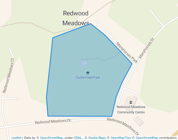 walking in Curtis Field Park map in Redwood Meadows