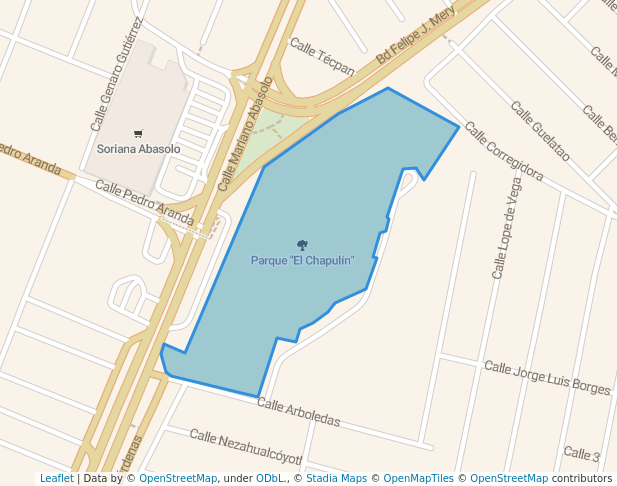 walking in Parque "El Chapulín" map in Saltillo