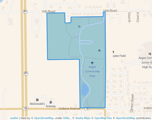 walking in Argos Community Park map in Argos