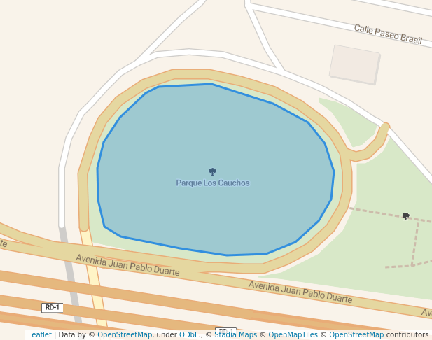 walking in Parque Los Cauchos map in Santiago De Los Caballeros