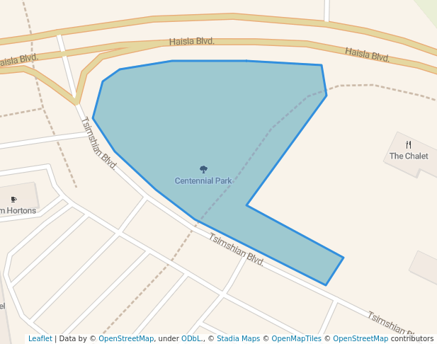 walking in Centennial Park map in Kitimat