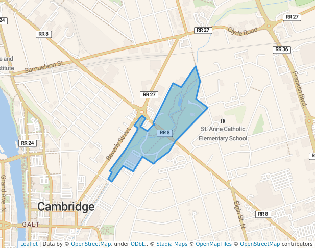 walking in Soper Park map in Cambridge