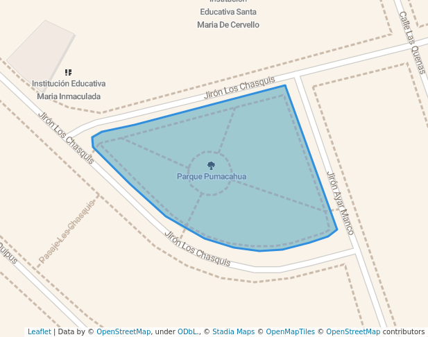 walking in Parque Pumacahua map in San Juan de Lurigancho